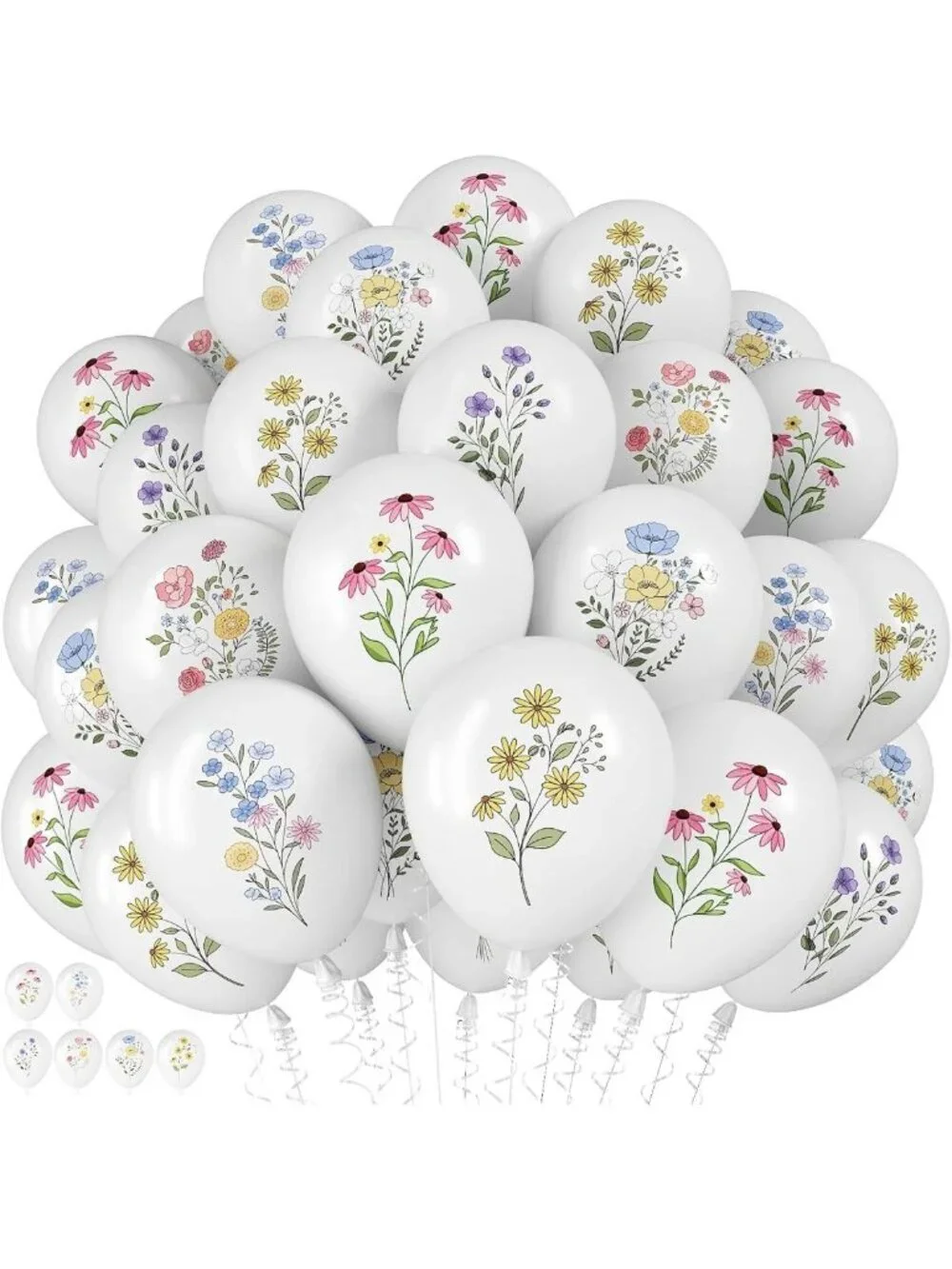 Floral White Balloons 12-Inch Party Decoration Balloons For Baby or Bridal Showe